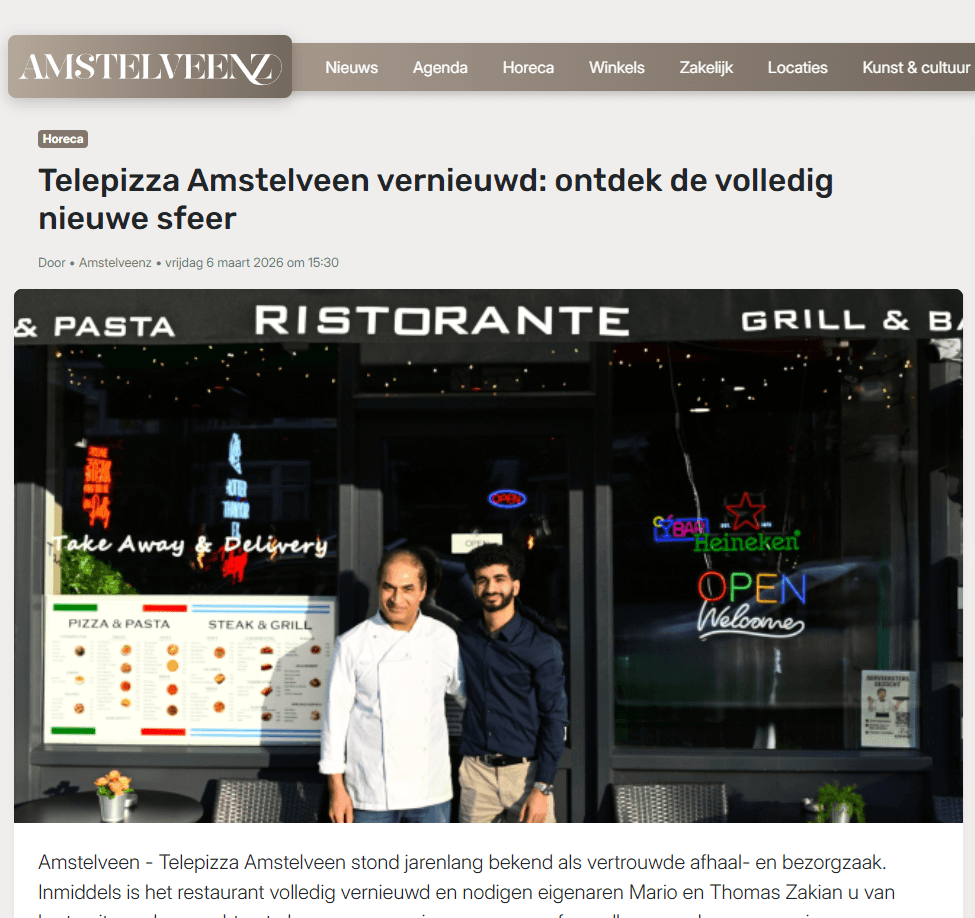 italiaans restaurant amstelveen telepizza krant artikel